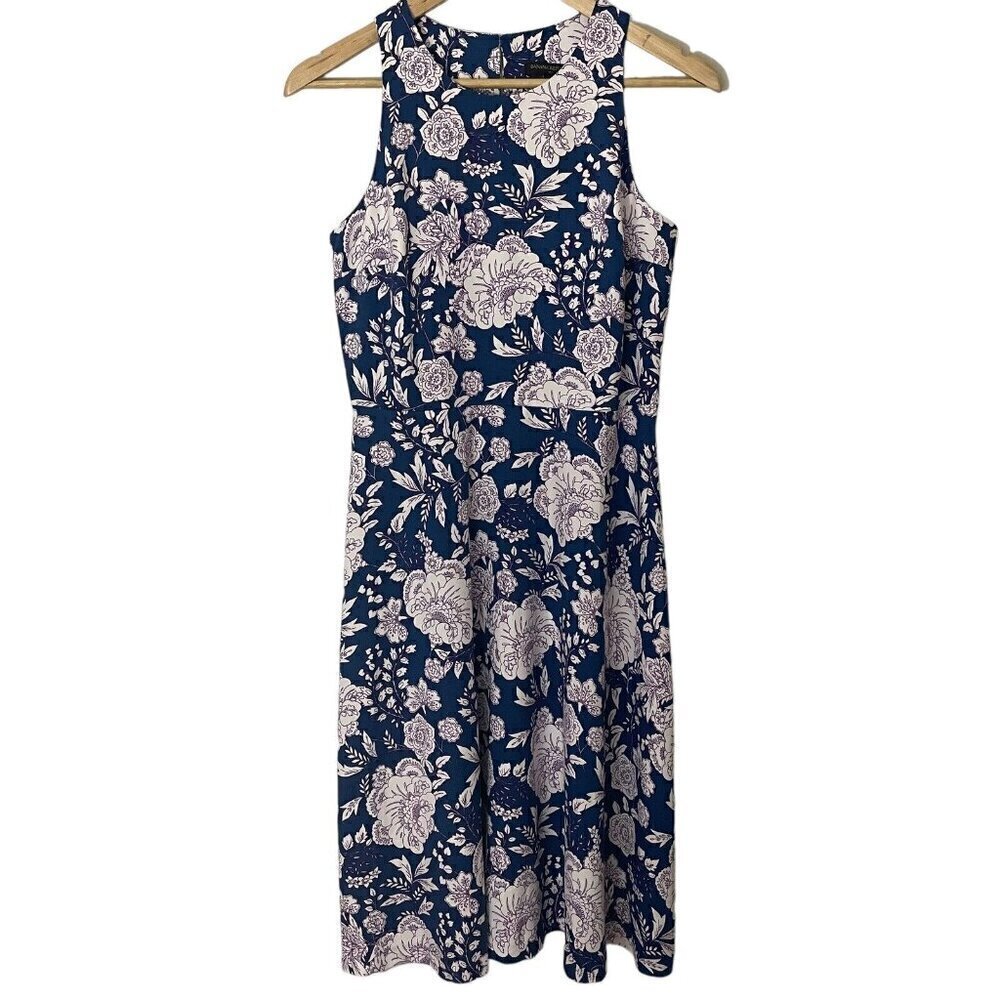 Banana Republic A Line Dress Sz 4 Blue Floral Sleeveless Pencil Sheath Wedding